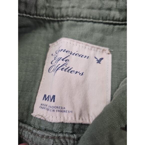American Eagle Shirt Womens Medium Green Button Front Outdoor Hiking Gorpcore - Picture 4 of 7